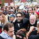 Author and activist Cornel West (center), members of the clergy and other demonstrators protest outside the Ferguson, Mo., police station on Oct. 13, 2014.
Scott Olson/Getty Images
